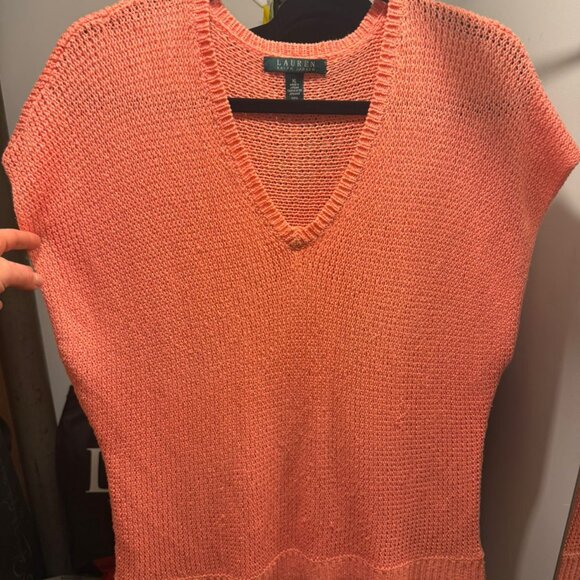 Lauren Ralph Lauren Coral Knit Sweater Vest_XL (Fits M)_rich coral /persimmon - Picture 3 of 9